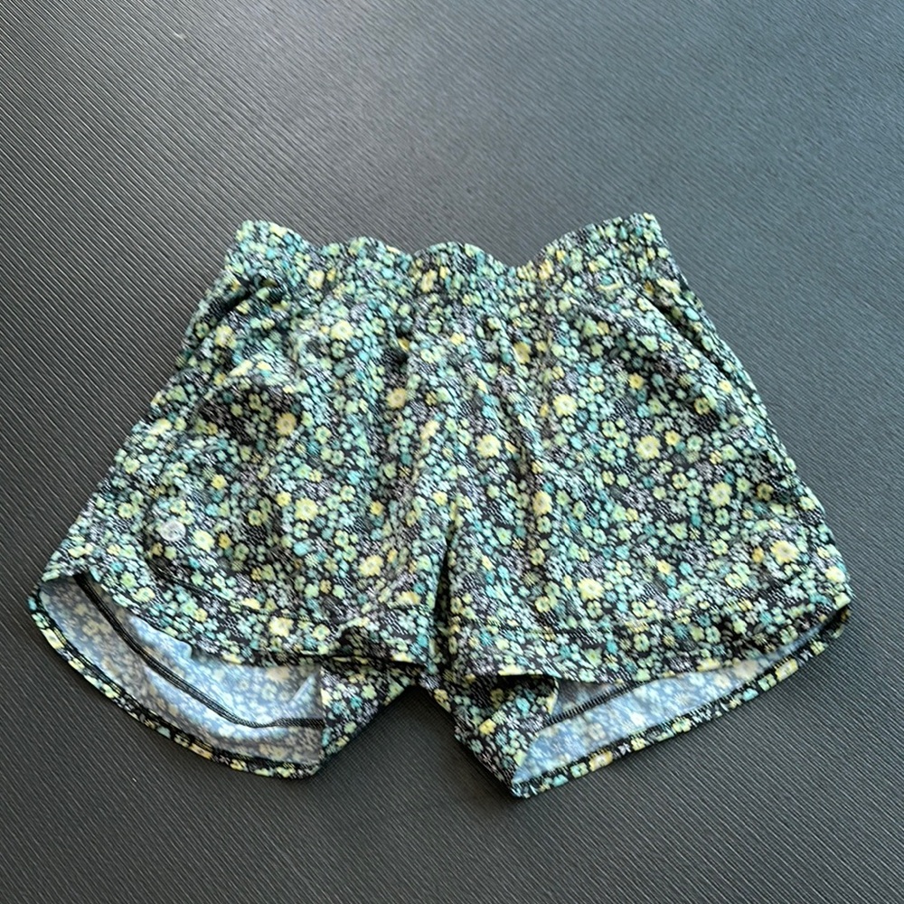 Senita Athletics Floral Black and Yellow Athletic Shorts